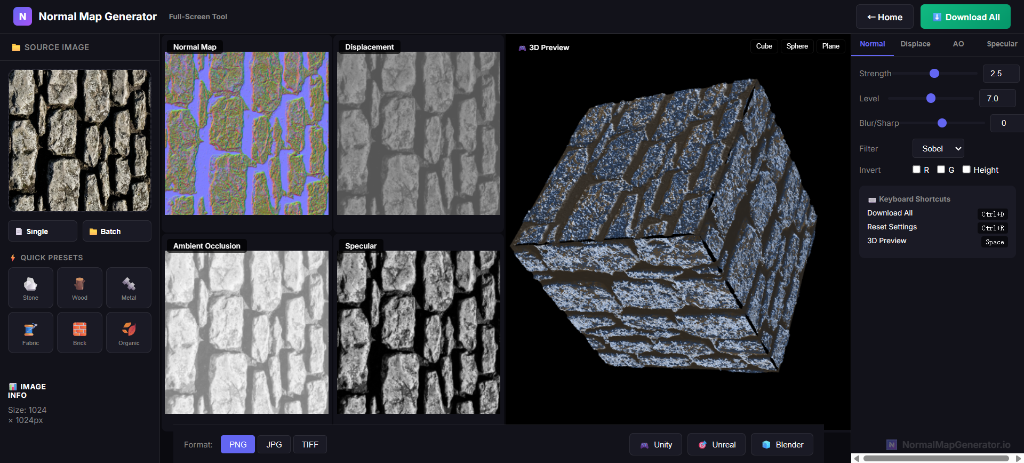 Normal Map Generator Interface for Unity